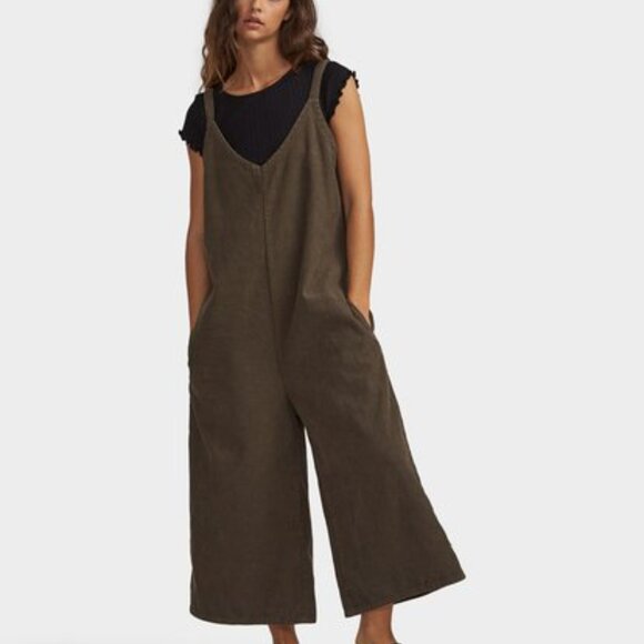 Billabong Pants - Billabong Windechaser Cord Jumpsuit in Green